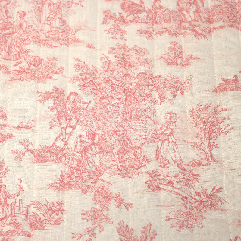 Tissu matelassé TOILE DE JOUY : nombreux motifs et couleurs : bleu, vert, rose ! Fabrication française - TissusPapi.com