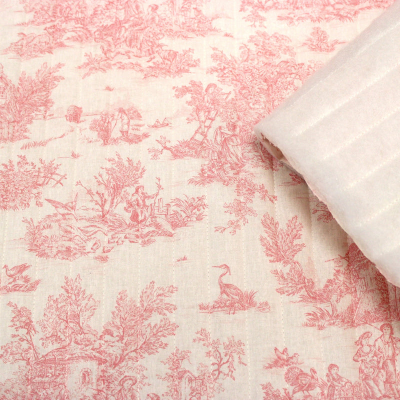 Tissu matelassé TOILE DE JOUY : nombreux motifs et couleurs : bleu, vert, rose ! Fabrication française - TissusPapi.com