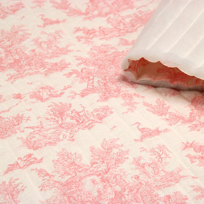 Tissu matelassé TOILE DE JOUY : nombreux motifs et couleurs : bleu, vert, rose ! Fabrication française - TissusPapi.com