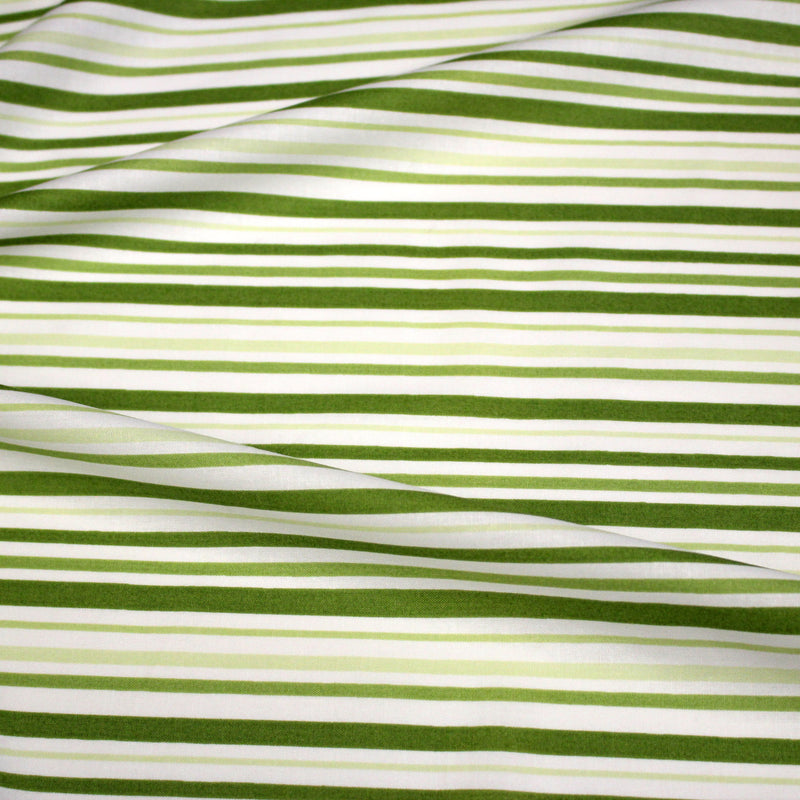 Tissu cotonnade aux rayures vertes et blanches - TissusPapi.com