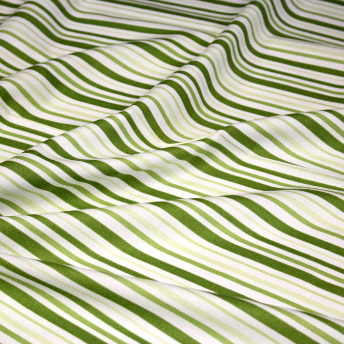 Tissu cotonnade aux rayures vertes et blanches