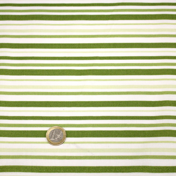 Tissu cotonnade aux rayures vertes et blanches