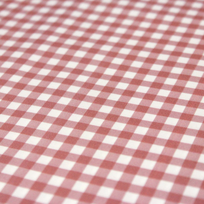 Tissu de coton Vichy vieux rose et blanc, carreaux 5mm - OEKO-TEX