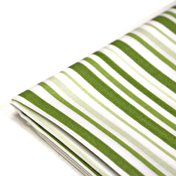 Tissu cotonnade aux rayures vertes et blanches