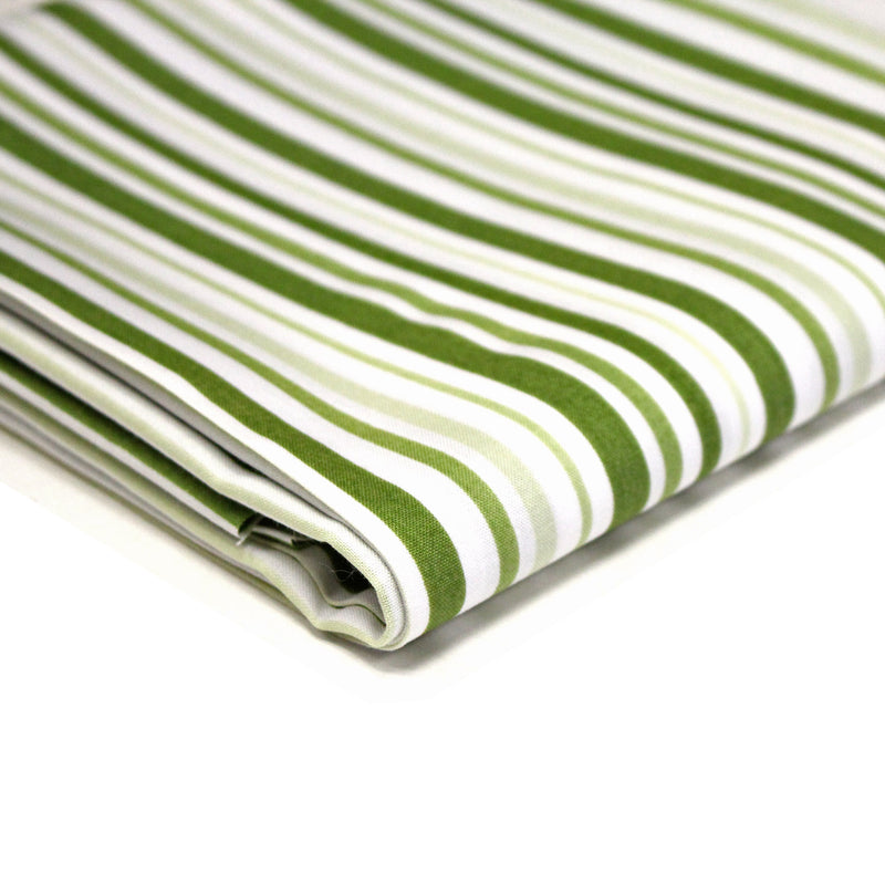 Tissu cotonnade aux rayures vertes et blanches - TissusPapi.com