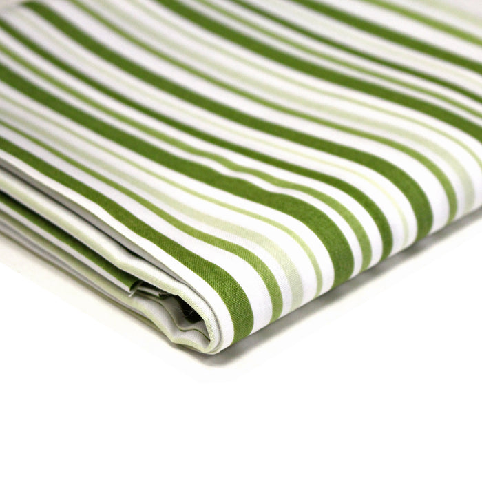 Tissu cotonnade aux rayures vertes et blanches