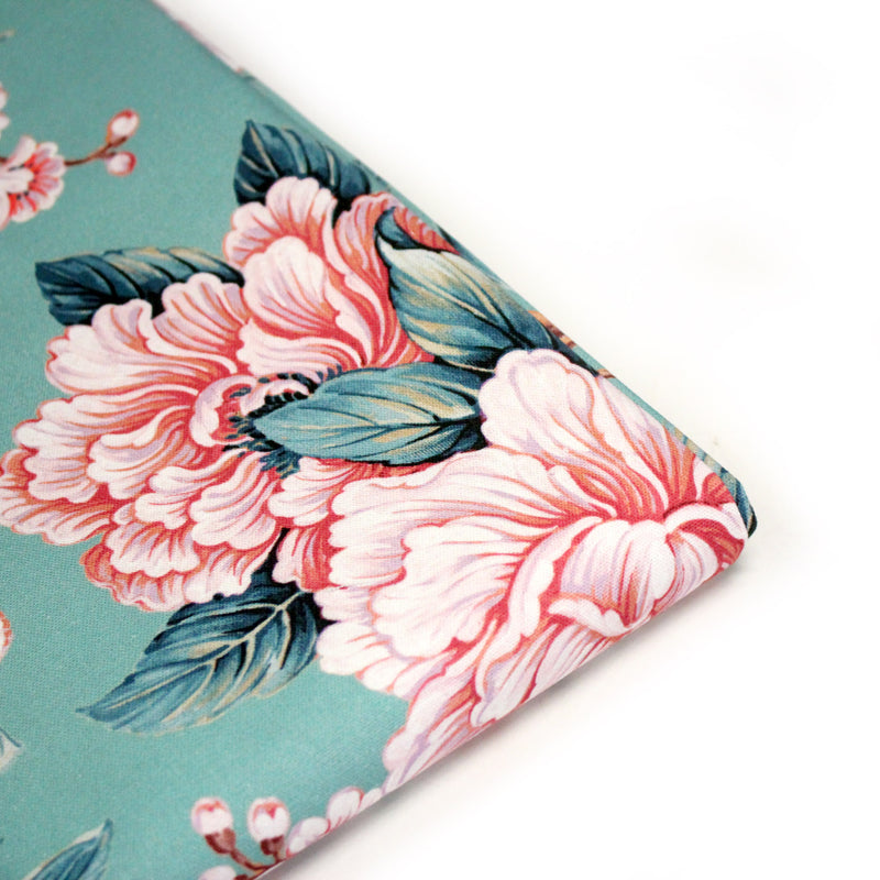 Tissu coton demi - natté INDIENNES FLEURIES : bleu ou blanc cassé - OEKO - TEX - TissusPapi.com