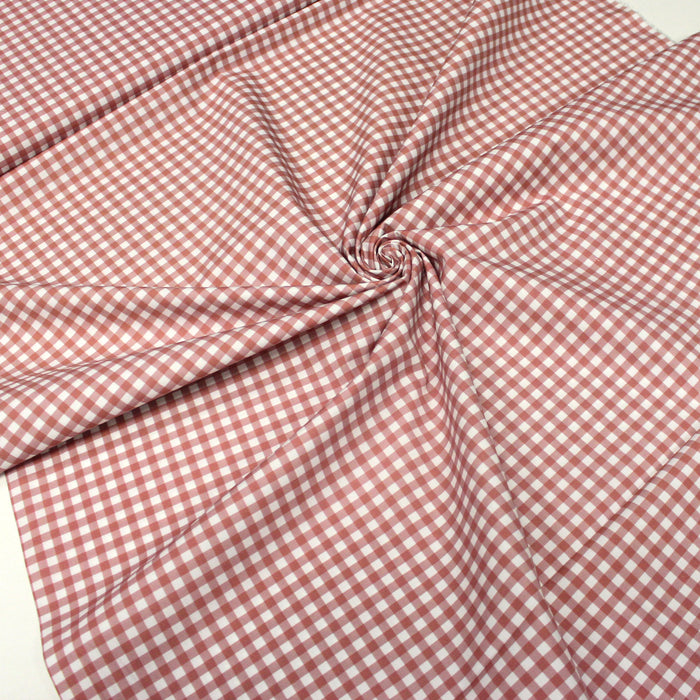 Tissu de coton Vichy vieux rose et blanc, carreaux 5mm - OEKO-TEX