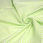 Tissu cotonnade aux rayures blanches et vert pomme - TissusPapi.com