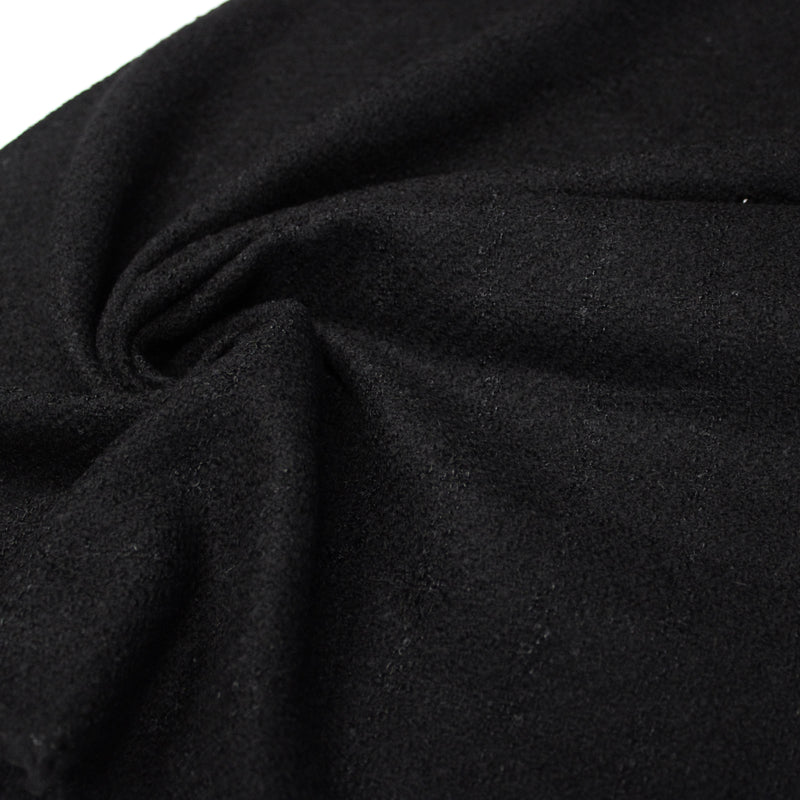 Tissu lainage souple noir au tissage rayures diagonales, fabrication française : idéal pour un tailleur!