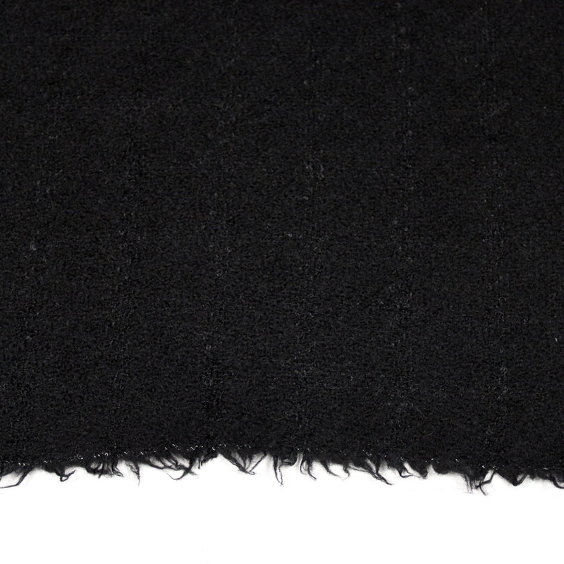 Tissu lainage souple noir au tissage rayures diagonales, fabrication française : idéal pour un tailleur!