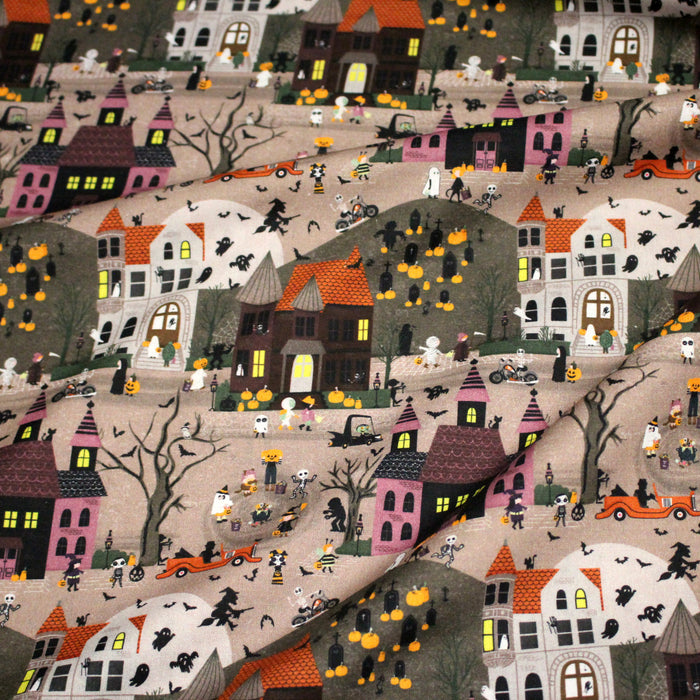 Tissu coton Le village hanté - Collection Halloween - OEKO-TEX