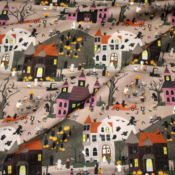 Tissu coton Le village hanté - Collection Halloween - OEKO-TEX