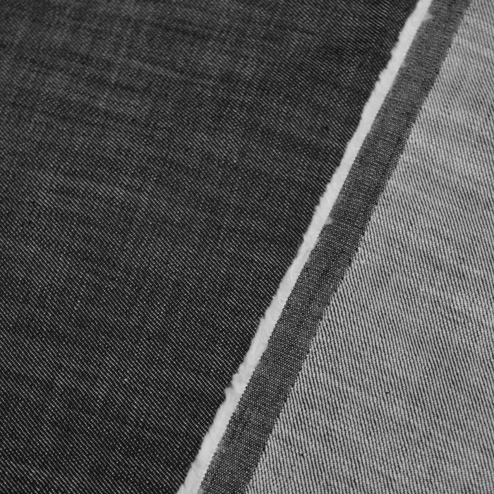 Tissu toile jean denim élasthanne noir 149cm de large - Fabrication italienne