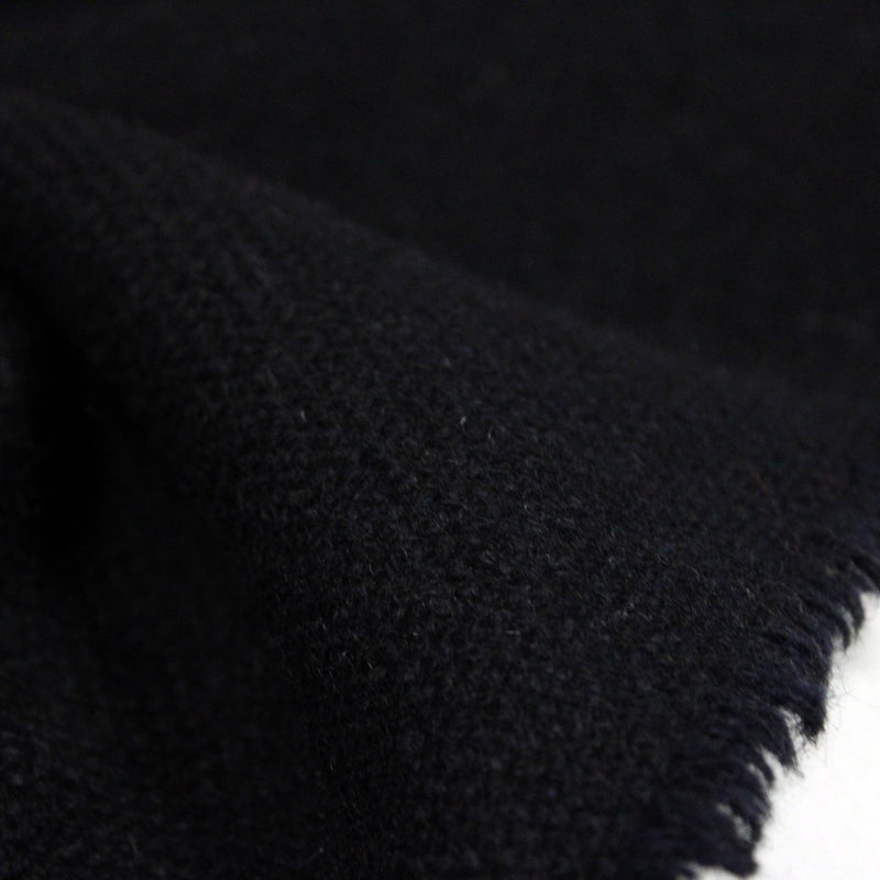 Tissu lainage bleu nuit presque noir, tissage fins carreaux, fabrication française - TissusPapi.com