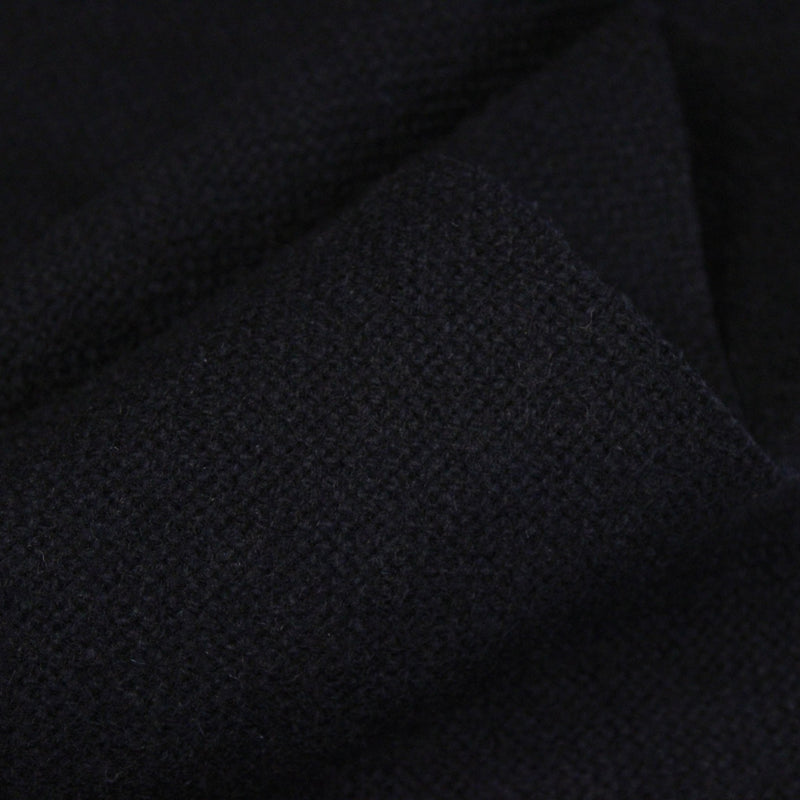 Tissu lainage bleu nuit presque noir, tissage fins carreaux, fabrication française - TissusPapi.com