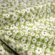 Tissu cotonnade CHARLINE : Vichy vert blanc et petites fleurs vertes - TissusPapi.com