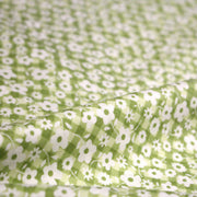 Tissu cotonnade CHARLINE : Vichy vert blanc et petites fleurs vertes - TissusPapi.com