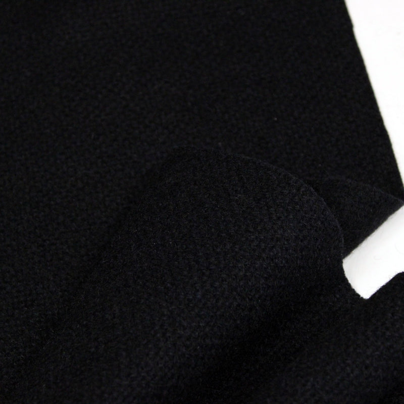 Tissu lainage bleu nuit presque noir, tissage fins carreaux, fabrication française - TissusPapi.com