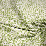 Tissu cotonnade CHARLINE : Vichy vert blanc et petites fleurs vertes - TissusPapi.com