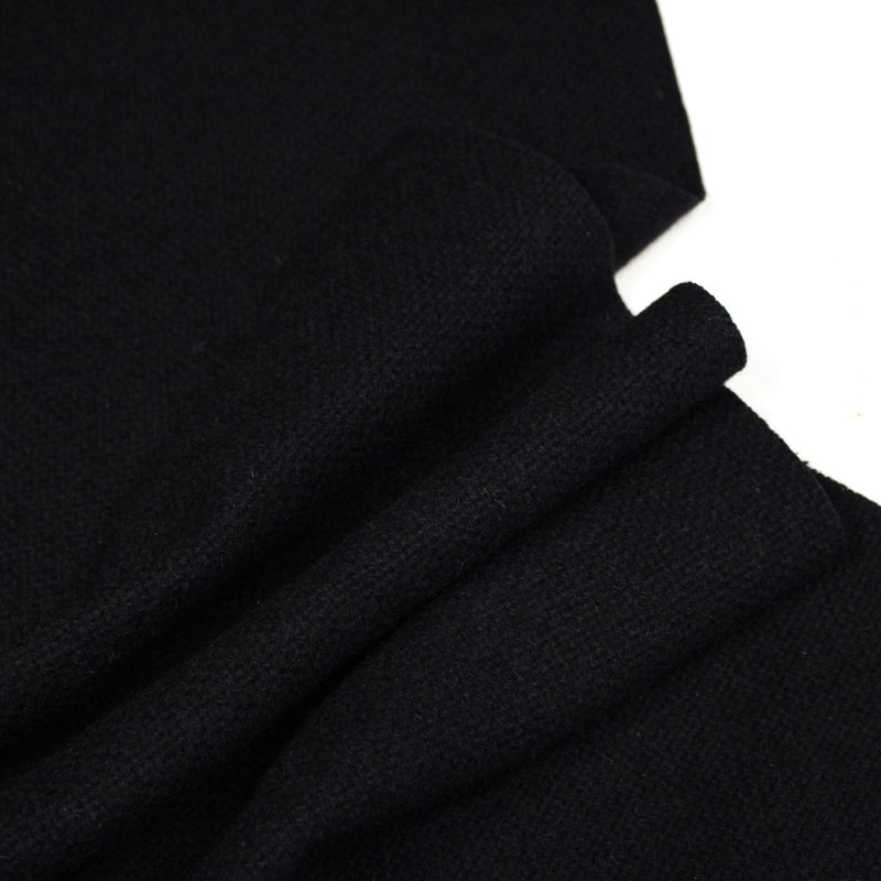 Tissu lainage bleu nuit presque noir, tissage fins carreaux, fabrication française - TissusPapi.com