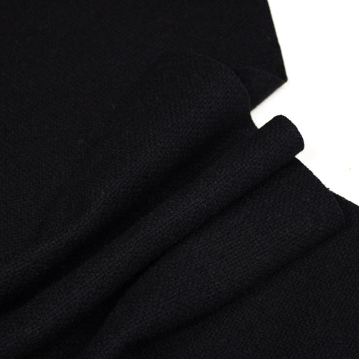 Tissu lainage bleu nuit presque noir, tissage fins carreaux, fabrication française - TissusPapi.com