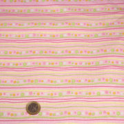Tissu cotonnade rose aux pois et lignes vertes, jaunes et roses - COLLECTION BABY WELCOME - TissusPapi.com