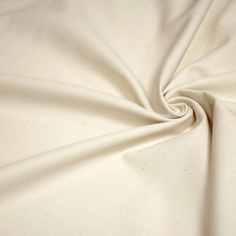 Tissu Gabardine coton élasthanne écru uni - Fabrication italienne - TissusPapi.com
