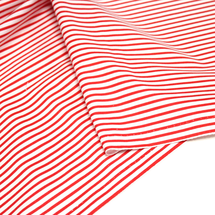Tissu cotonnade aux rayures rouges et blanches
