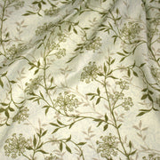 Tissu faux uni fleuri écru vert, aux fleurs et tiges vertes - TissusPapi.com