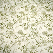 Tissu faux uni fleuri écru vert, aux fleurs et tiges vertes - TissusPapi.com