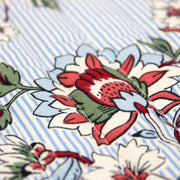 Tissu matelassé RAIPUR imprimé indienne fleurie et fond fines rayures bleu ciel - OEKO-TEX STANDARD 100 - TissusPapi.com