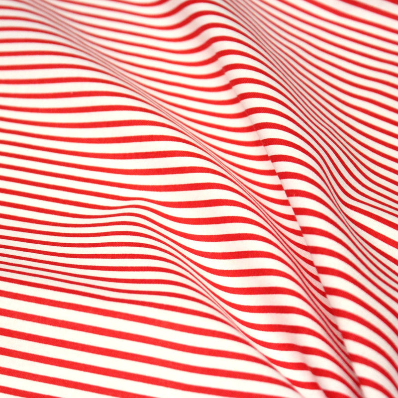 Tissu cotonnade aux rayures rouges et blanches - TissusPapi.com