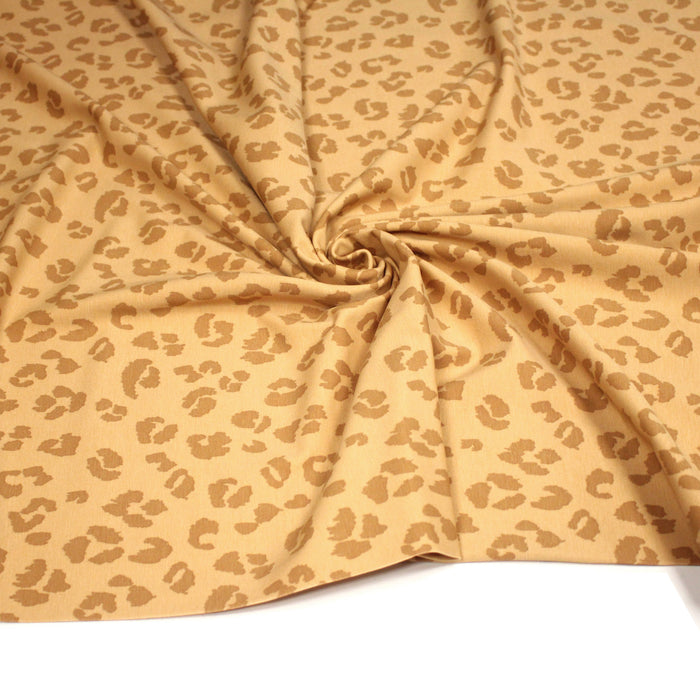 Tissu jersey coton LEOPARD crème aux taches cappuccino - OEKO-TEX