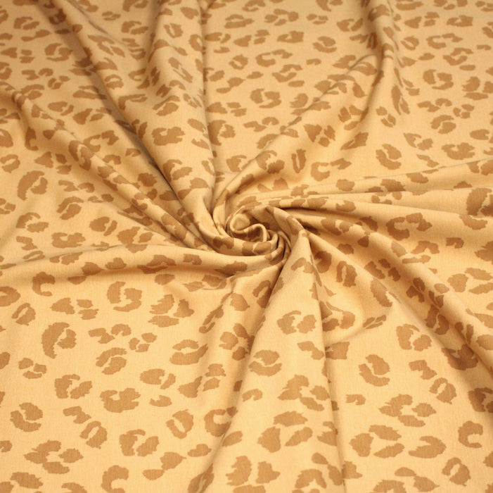 Tissu jersey coton LEOPARD crème aux taches cappuccino - OEKO-TEX