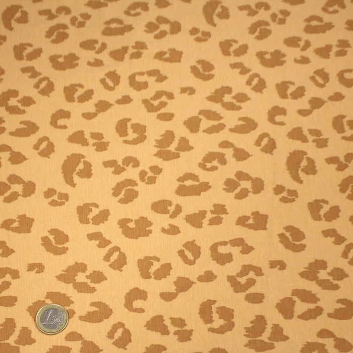 Tissu jersey coton LEOPARD crème aux taches cappuccino - OEKO-TEX