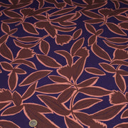 Tissu Viscose fluide KERA, aux fleurs marron chocolat et bleu marine - OEKO - TEX - TissusPapi.com