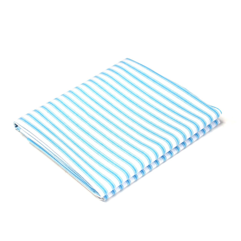 Tissu cotonnade aux rayures blanches & bleu turquoise - TissusPapi.com