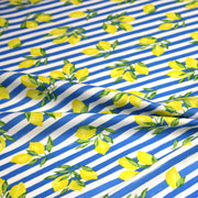 Tissu cotonnade RAYURES et CITRONS : 3 couleurs disponibles - COLLECTION SICILIA - OEKO - TEX STANDARD 100 - TissusPapi.com