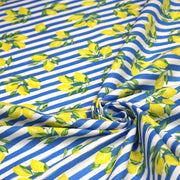 Tissu cotonnade RAYURES et CITRONS : 3 couleurs disponibles - COLLECTION SICILIA - OEKO - TEX STANDARD 100 - TissusPapi.com