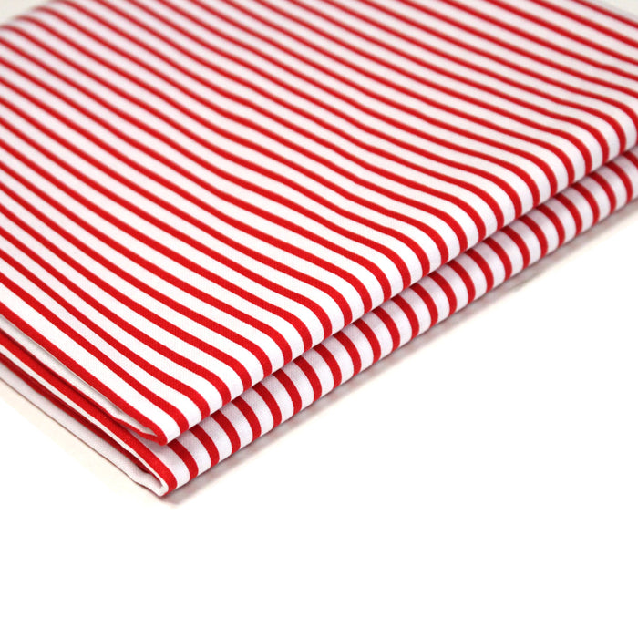 Tissu cotonnade aux rayures rouges et blanches