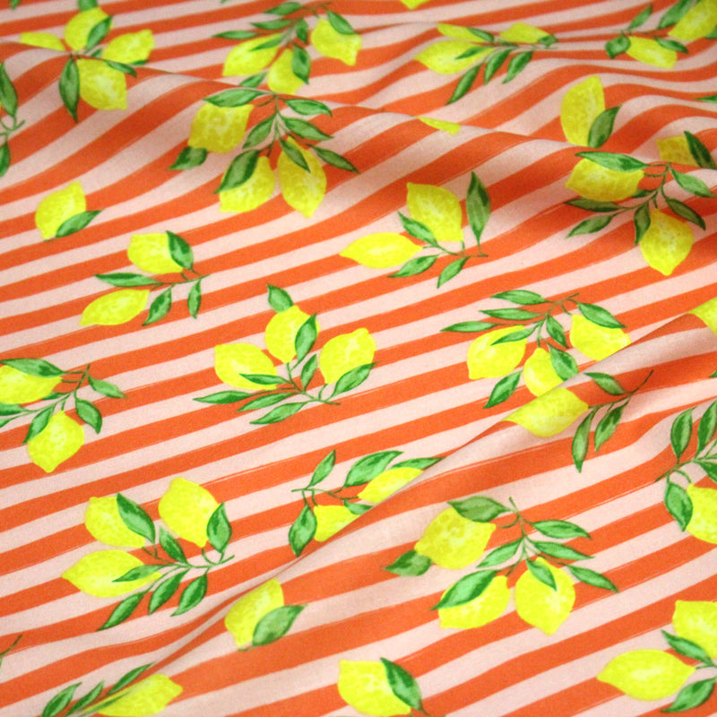 Tissu cotonnade RAYURES et CITRONS : 3 couleurs disponibles - COLLECTION SICILIA - OEKO - TEX STANDARD 100 - TissusPapi.com