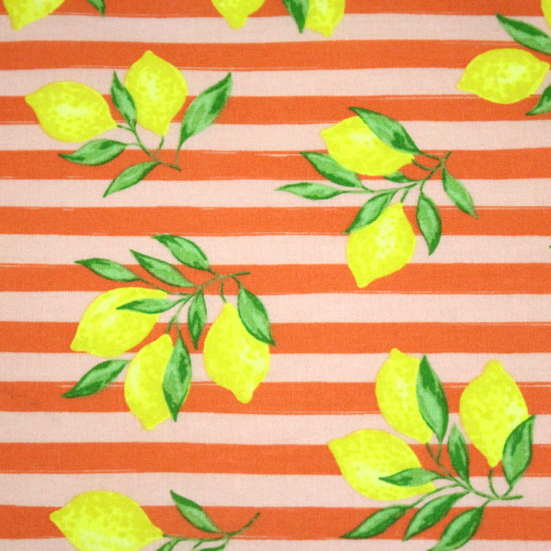 Tissu cotonnade RAYURES et CITRONS : 3 couleurs disponibles - COLLECTION SICILIA - OEKO - TEX STANDARD 100 - TissusPapi.com