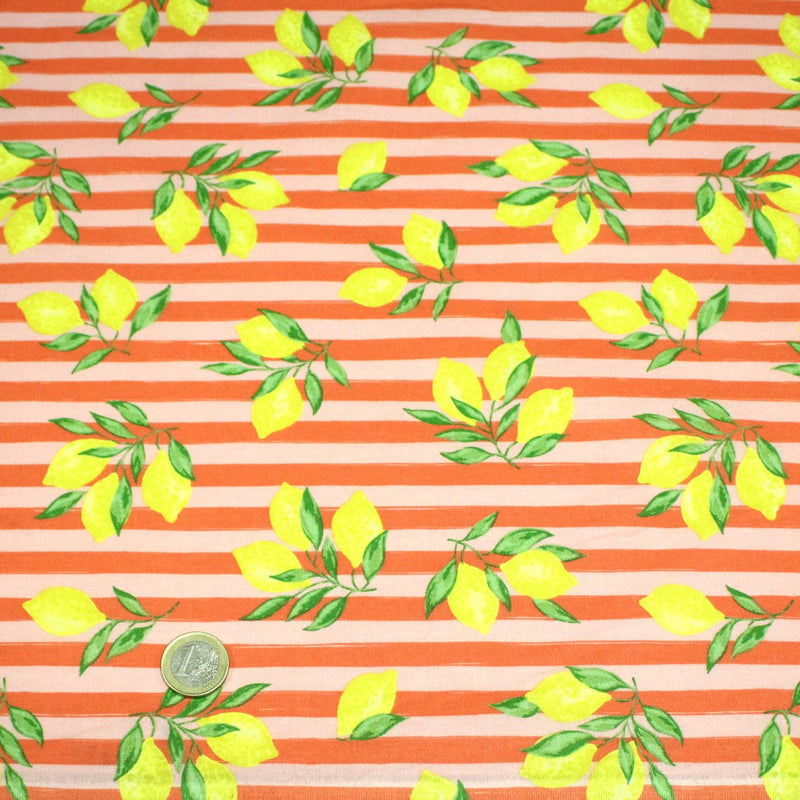 Tissu cotonnade RAYURES et CITRONS : 3 couleurs disponibles - COLLECTION SICILIA - OEKO - TEX STANDARD 100 - TissusPapi.com