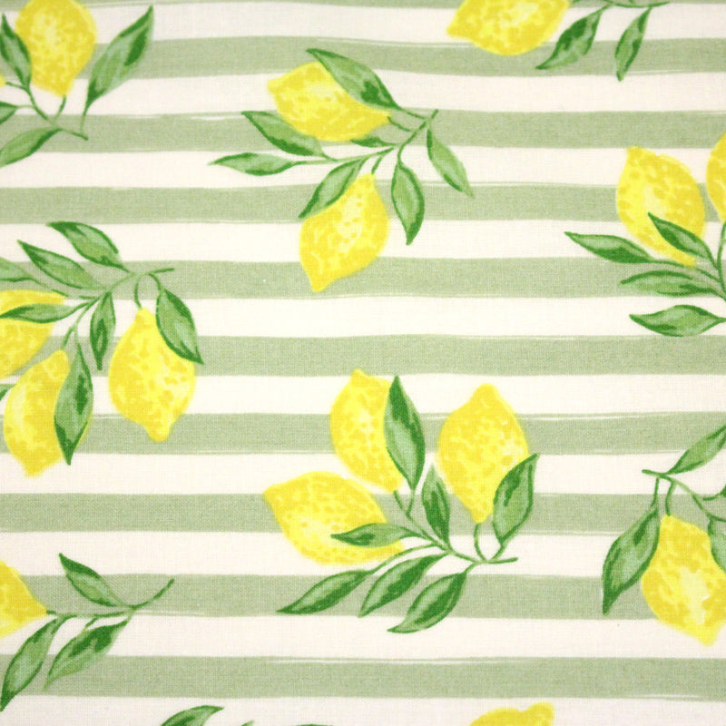 Tissu cotonnade RAYURES et CITRONS : 3 couleurs disponibles - COLLECTION SICILIA - OEKO - TEX STANDARD 100 - TissusPapi.com