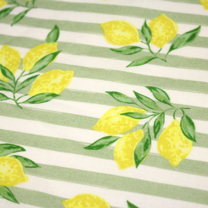 Tissu cotonnade RAYURES et CITRONS : 3 couleurs disponibles - COLLECTION SICILIA - OEKO - TEX STANDARD 100 - TissusPapi.com