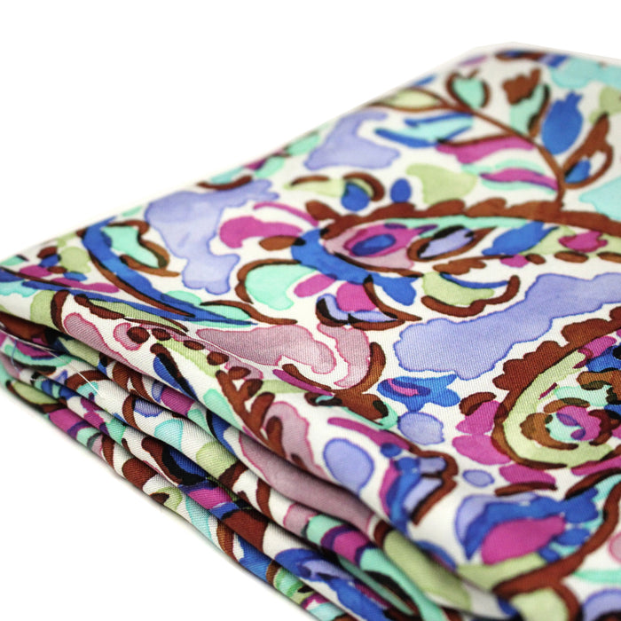 Tissu viscose fluide cachemire indien, bleu, vert, parme - OEKO-TEX STANDARD 100