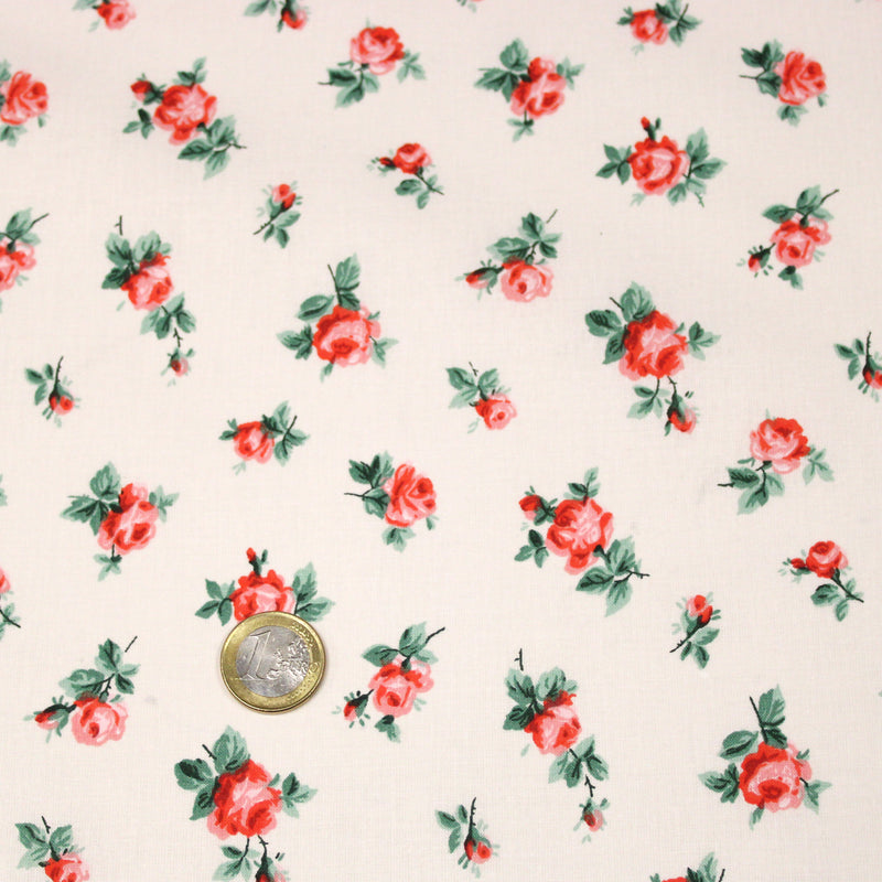 Tissu cotonnade COTTAGE aux fines fleurs britanniques : trois fonds : bleu ciel, jaune, blanc - OEKO-TEX STANDARD 100