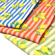Tissu cotonnade RAYURES et CITRONS : 3 couleurs disponibles - COLLECTION SICILIA - OEKO - TEX STANDARD 100 - TissusPapi.com