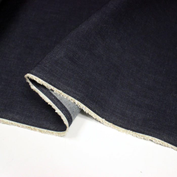 Tissu denim japonais KUROKI brut 100% coton bleu nuit - Fabrication japonaise